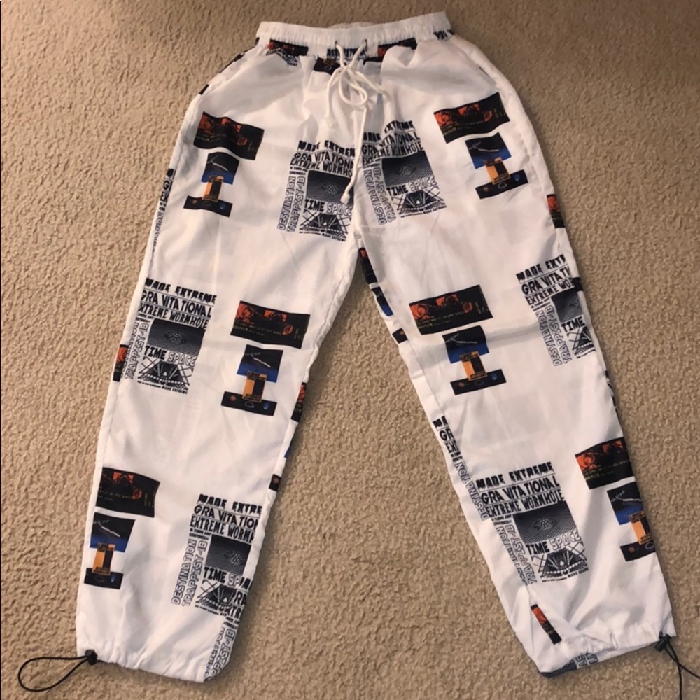 White Printed Space pants